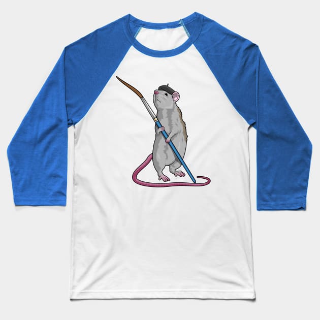 Rat as Painter with Paint brush Baseball T-Shirt by Markus Schnabel